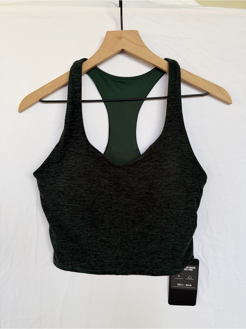 Fabletics Heatherflex Anywhere Built-In Bra Tank Green NWT Size S